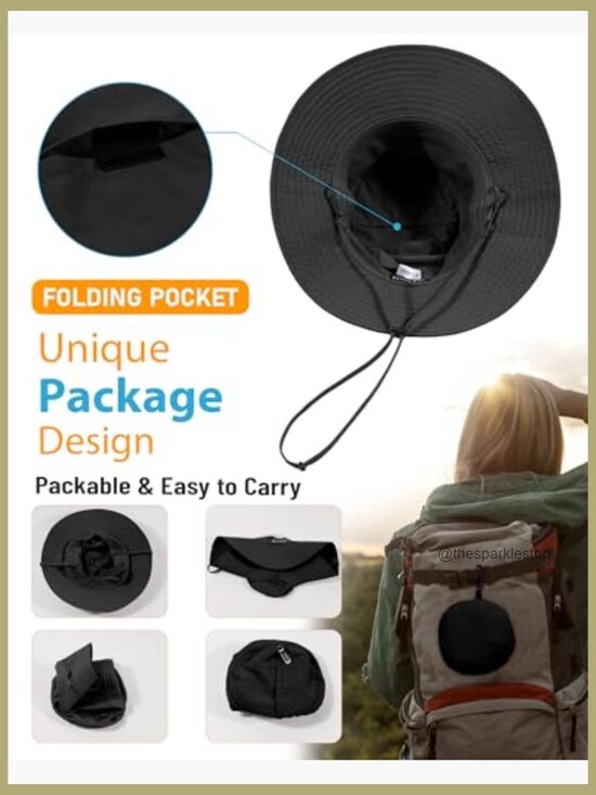 Packable UPF50+ Waterproof Nylon Bucket Hat with Ponytail Hole main image 6